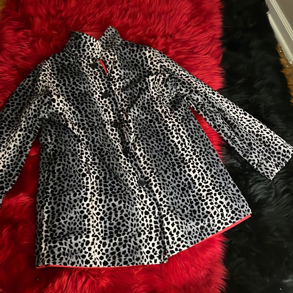 Dennis Basso Reversible Red & Black Cheetah Print Spring Jacket Coat 1X